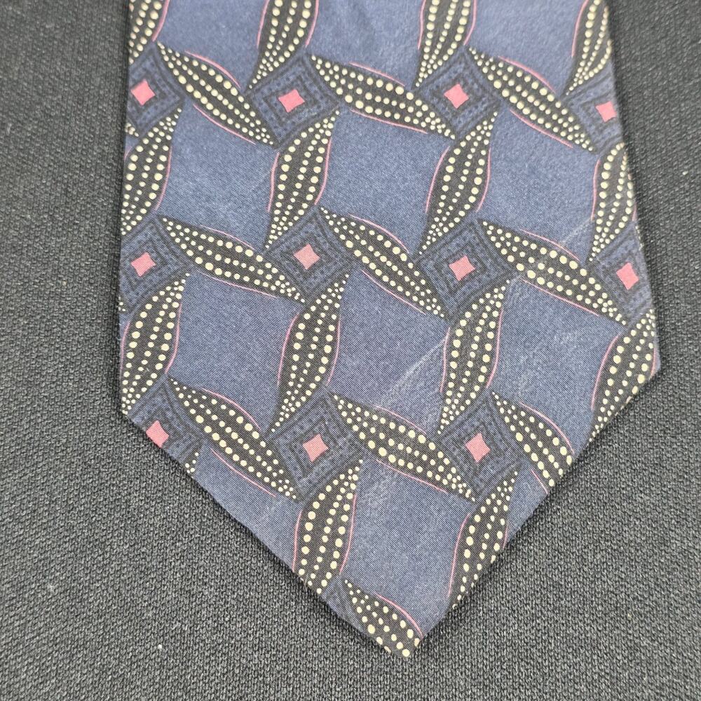 Damon Tie Men's Blue Geometric Pattern All Silk Classic Width